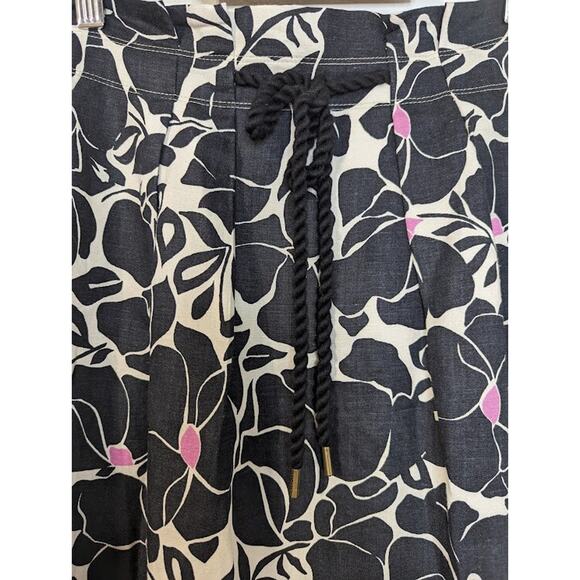 Loft Size 0‎ Linen Blend A Line Ruffled Tie Waist Pleated Pocket Floral Skirt - Picture 2 of 7